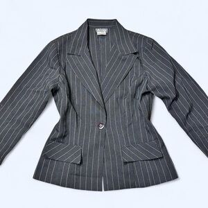 Goth Black Pinstripe Fitted Blazer by A-list!